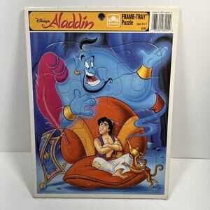 Golden Frame-Tray Puzzle 12 Piece Walt Disney’s Aladdin Vintage Robin Williams